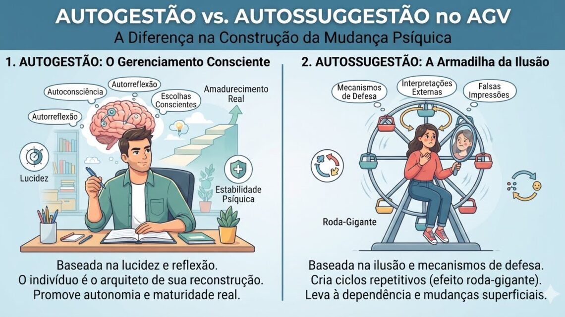 Como o AGV explica a diferença entre autogestão e autossugestão?