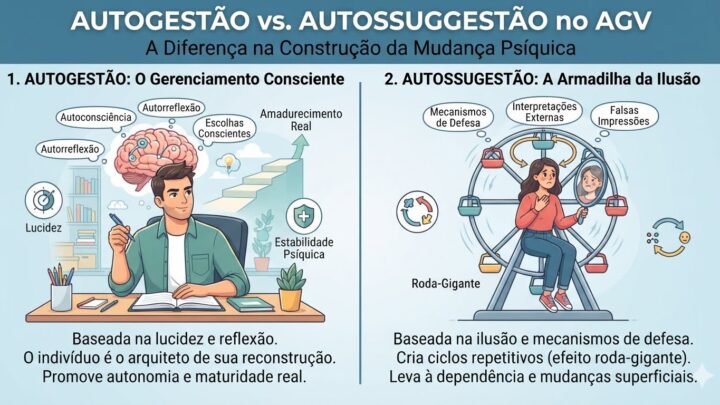 Como o AGV explica a diferença entre autogestão e autossugestão?